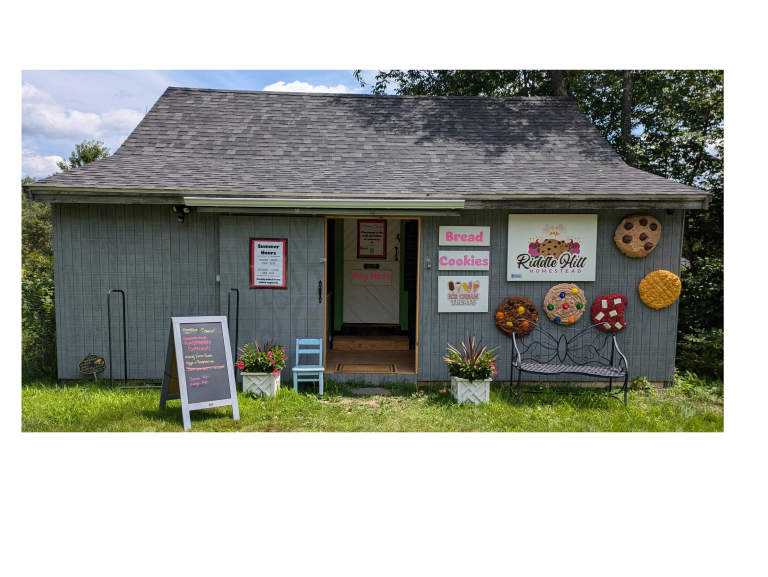 Cookie shop exterior at Riddle Hill Homestead in Grafton NH before upcoming renovations