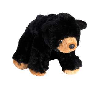 Cuddlekins Eco Mini Black Bear plush with black fur and tan paws and muzzle.